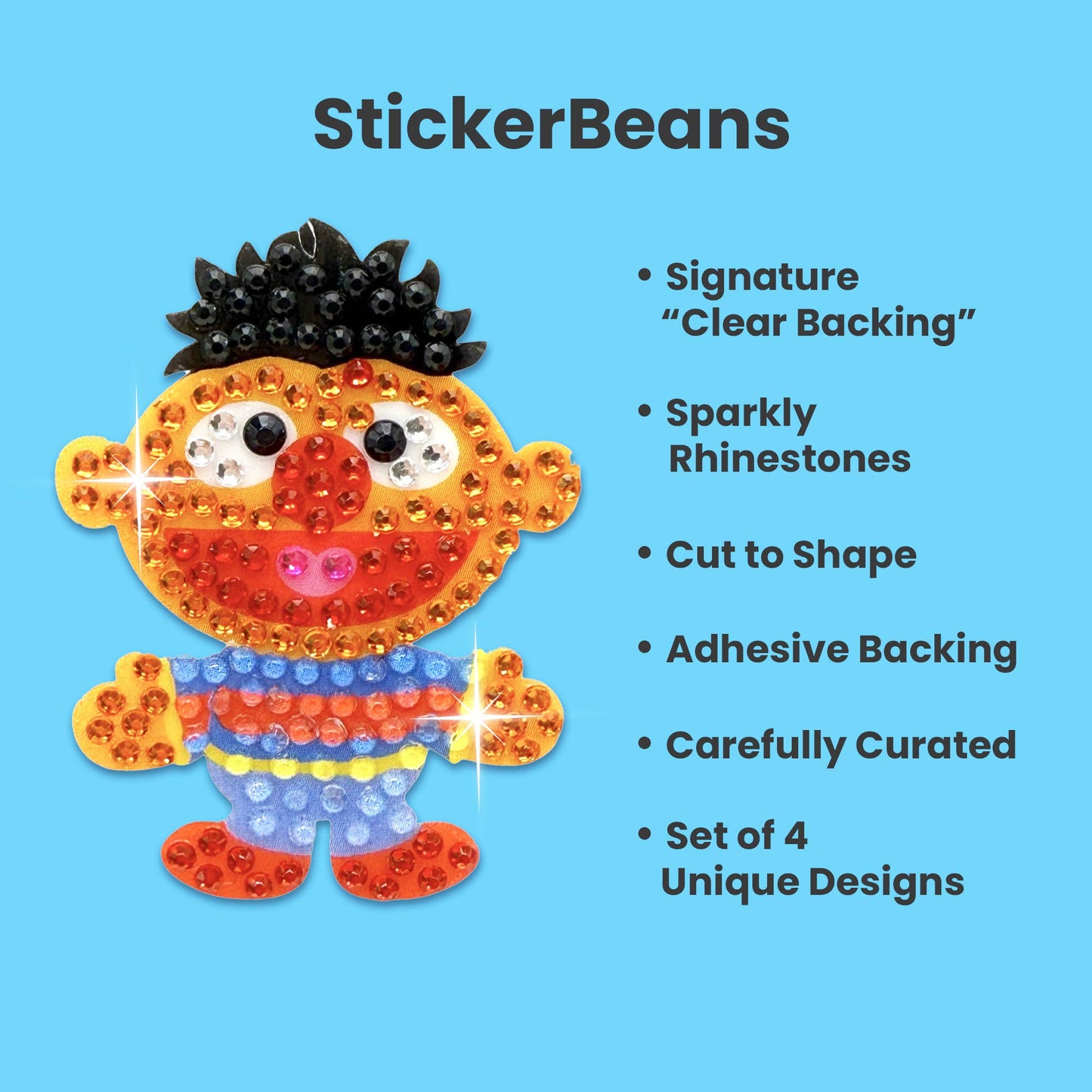 Sesame Street Pals Set of 4 2" Rhinestone Stickers