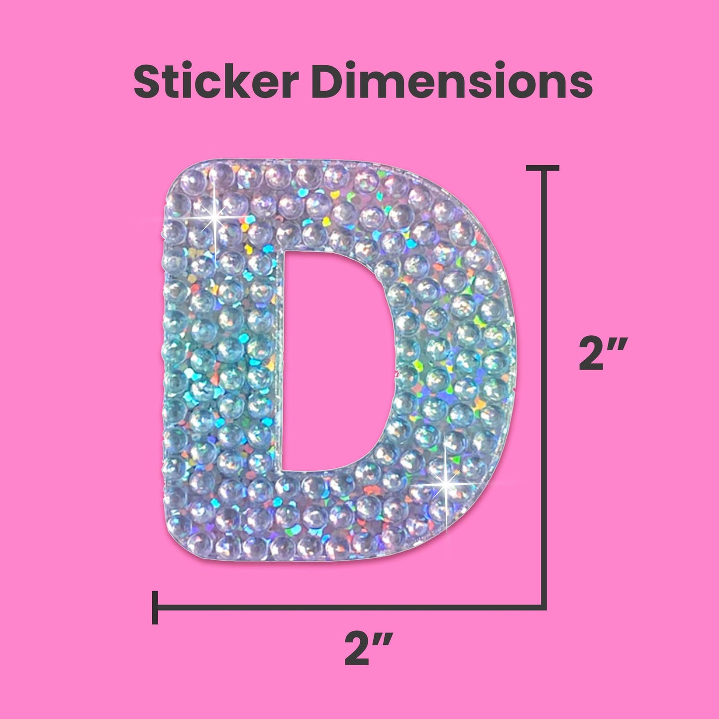 Letter D 2" Rhinestone Sticker
