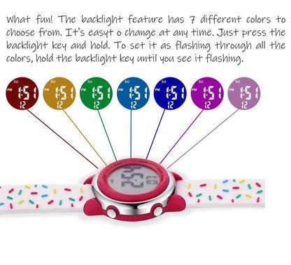 Girls Digital Sports Watch - many features - Sprinkles