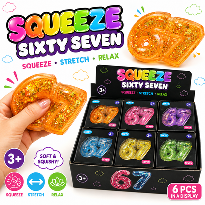 Squeeze Six Seven Glitter Maltose Squeeze Toy - 67 Squishy