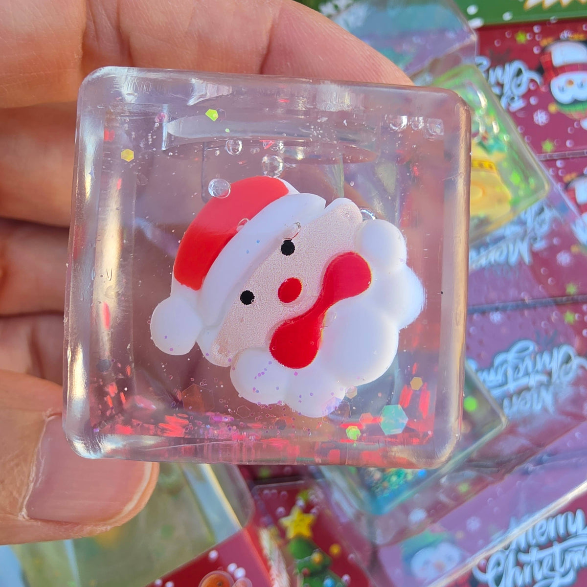 Christmas Glitter Squishy Cube 4-Packs – Display of 12