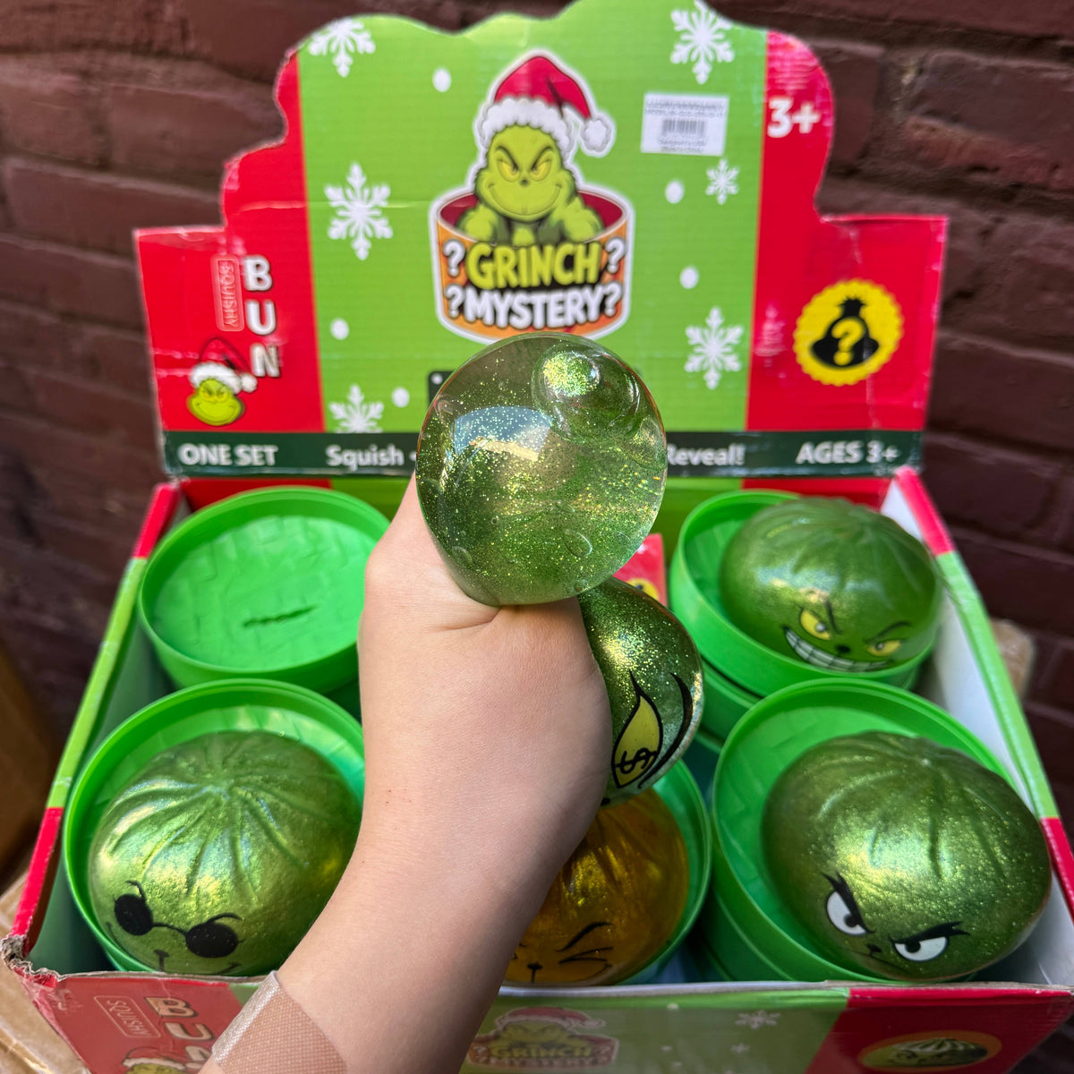WRAPPED Light Up Gel Grinch Dumpling Squishy 12/pk | BR303