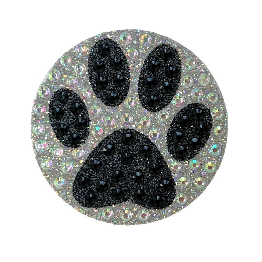 Black Paw Print 2" Rhinestone Sticker