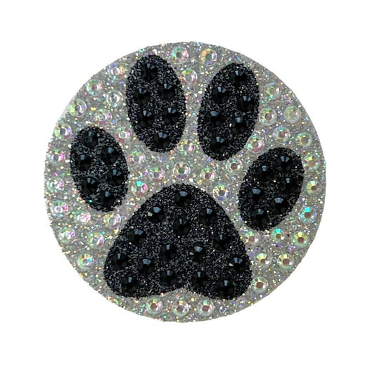 Black Paw Print 2" Rhinestone Sticker