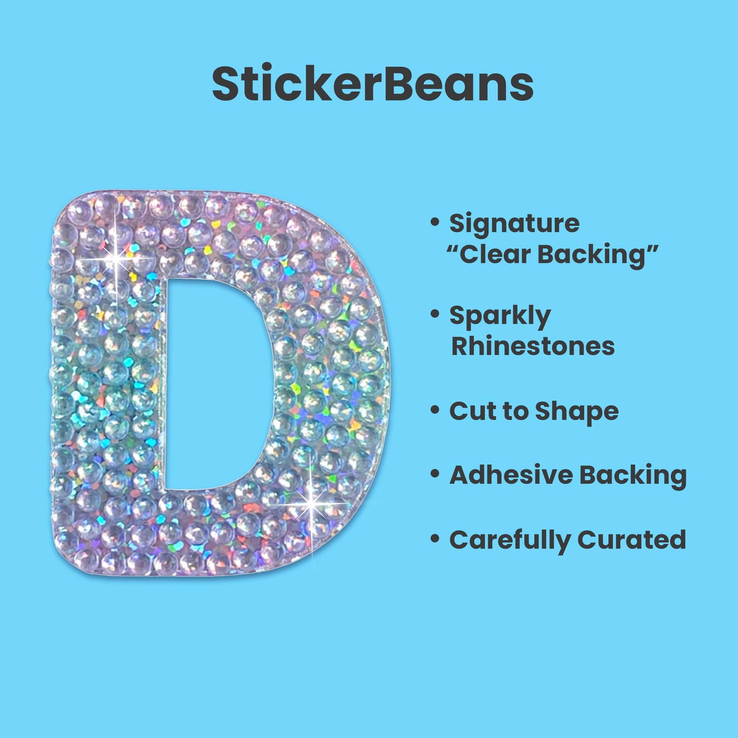 Letter D 2" Rhinestone Sticker