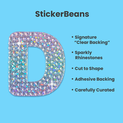 Letter D 2" Rhinestone Sticker