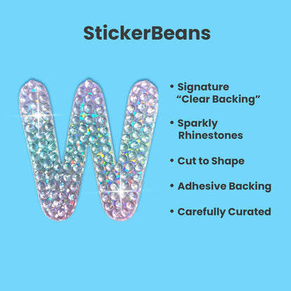 Letter W 2" Rhinestone Sticker