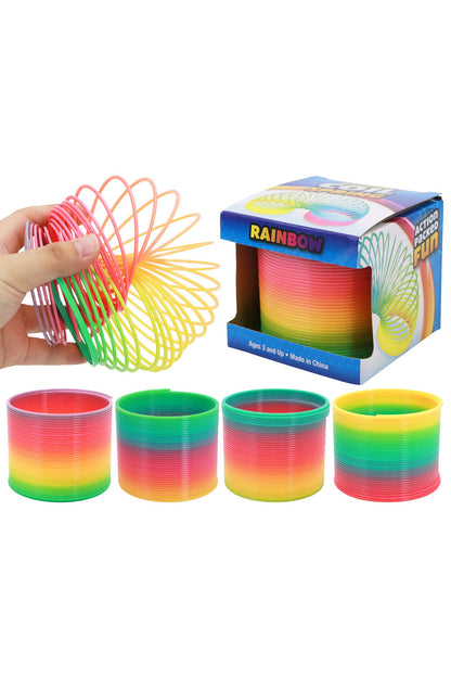 Pastel Rainbow Ombre Coil Slinky Toy - 12 Pcs