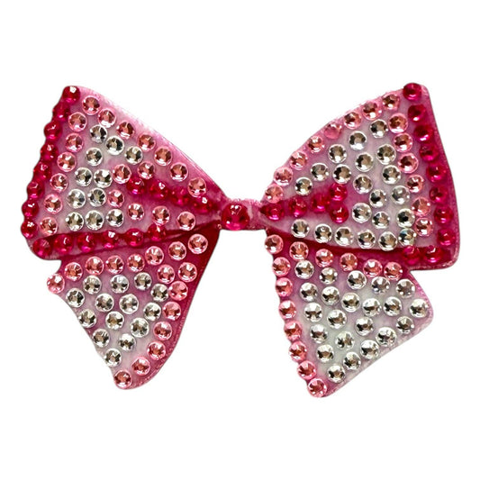 Pink Bow Rhinestone Sticker 2" Cut to Shape