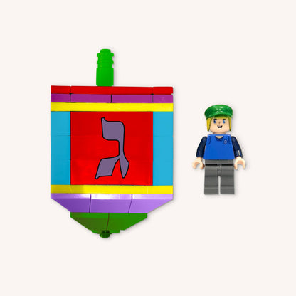 Bricks Dreidel Set W/Minifigure - Multi Color - 72 Pieces