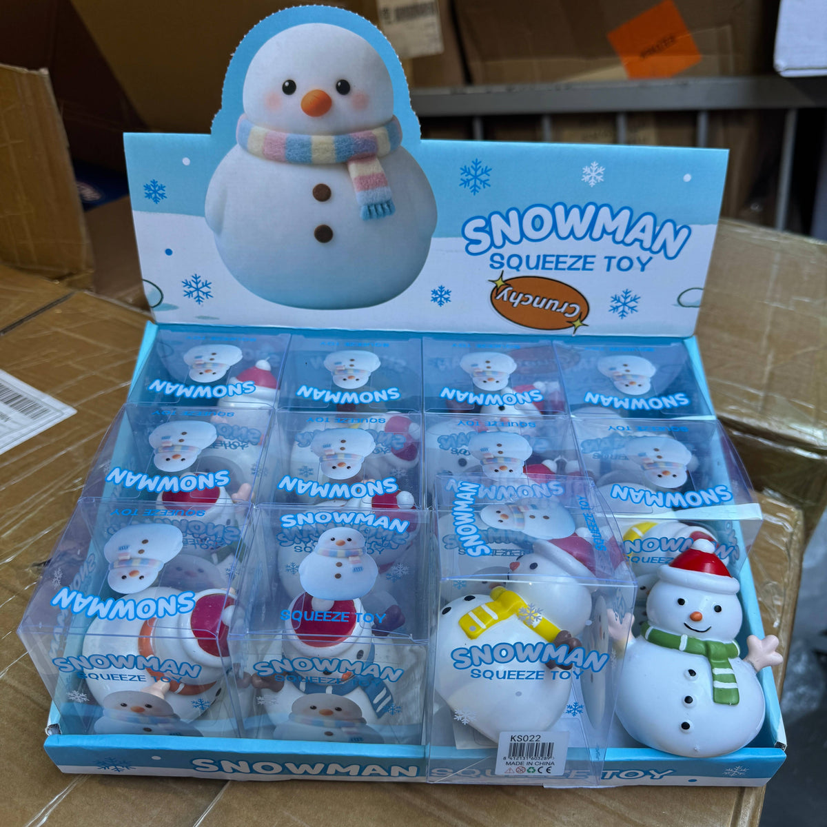 Crunchy Christmas Snowman Squishy 12/pk | A011
