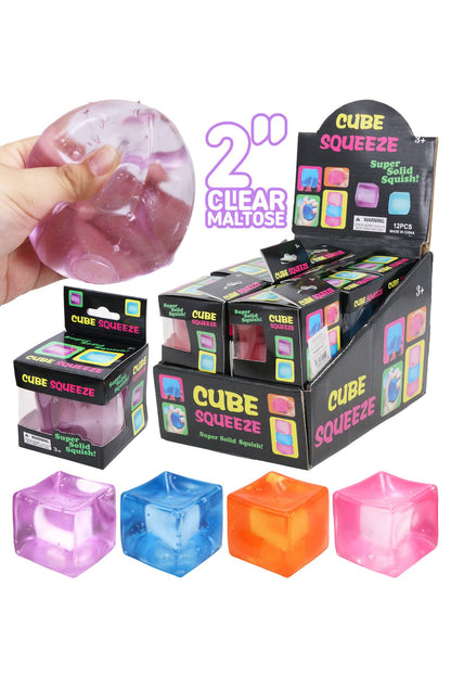 Clear Cube Solid Maltose Putty Filled Squishy Toy