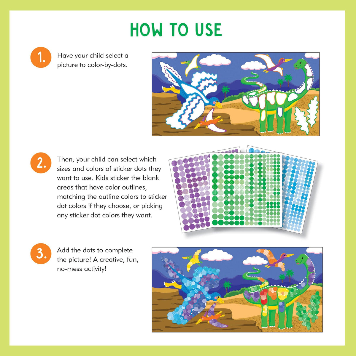 Color-By-Dots Sticker Book - Dinosaurs