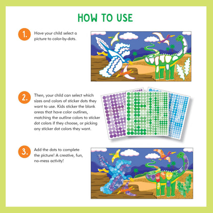 Color-By-Dots Sticker Book - Dinosaurs