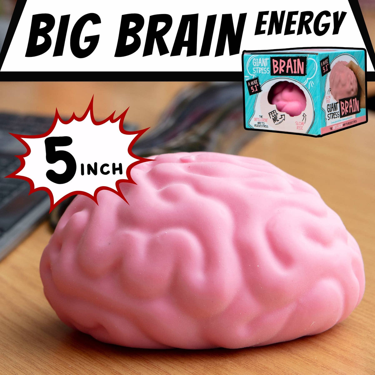 Giant Brain Stress Ball – Large Squishy Toy for Adults