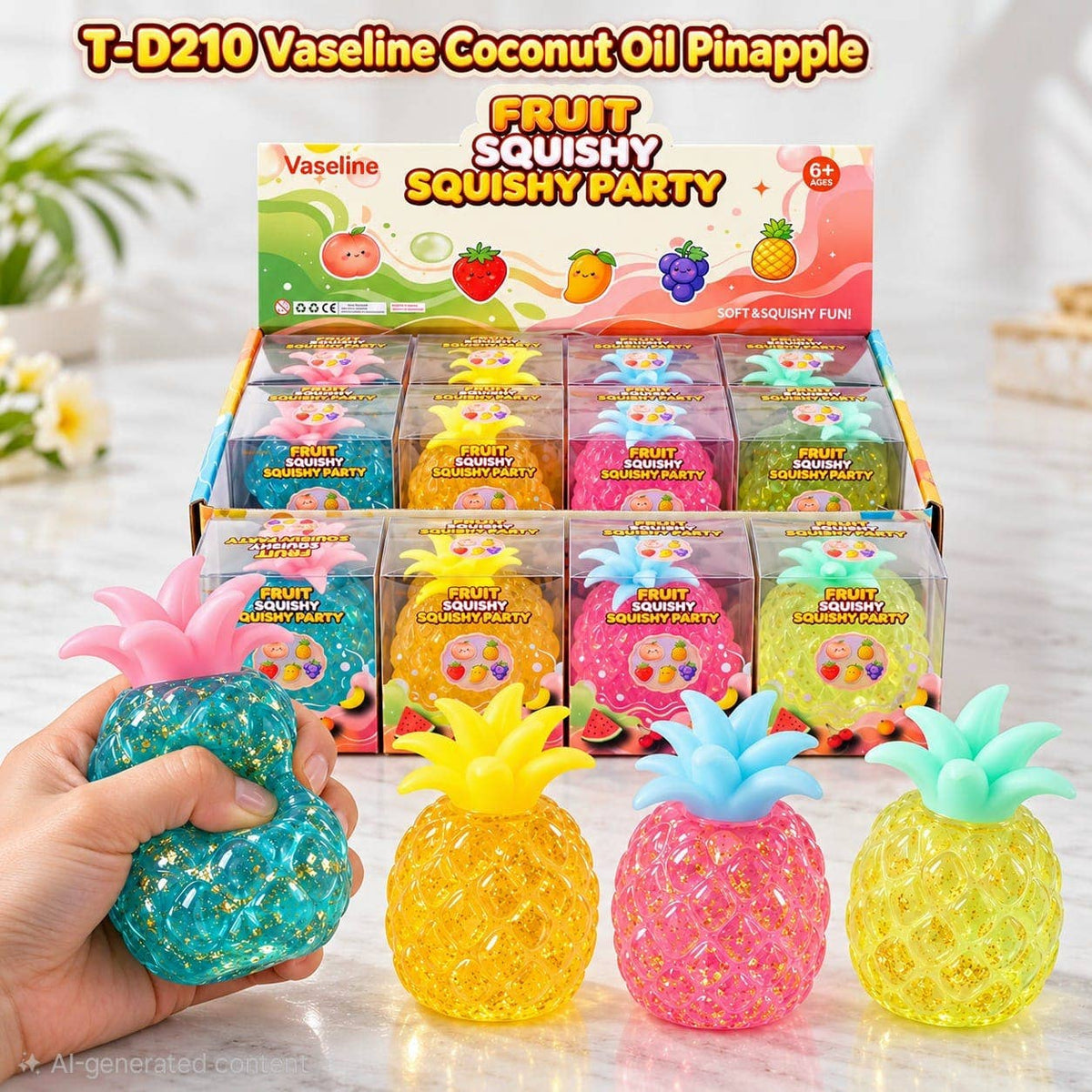 Pineapple Squeeze Toy – Vaseline Coconut oil filled Glitter