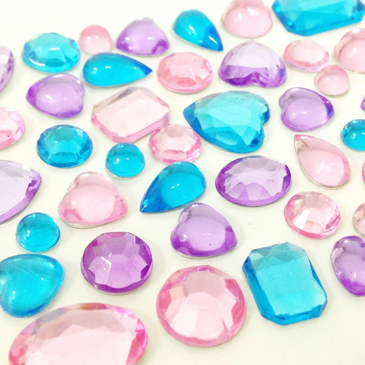 Wrapables Acrylic Self Adhesive Crystal Gem Stickers, Purple/Pink/Blue (2pk)