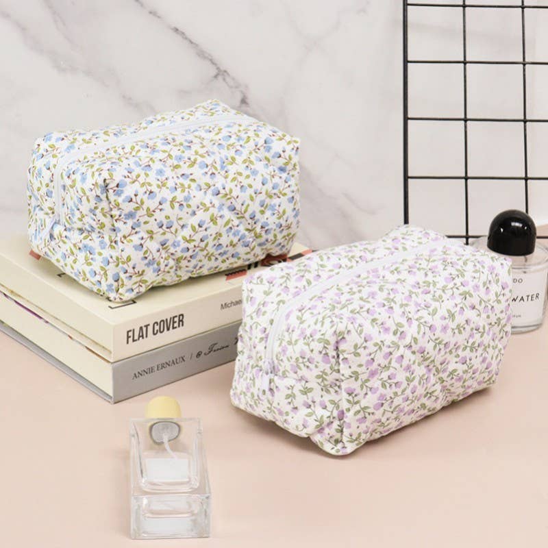 DITSY QUILTED COTTON FLORAL COSMETIC POUCH BAG | AST.