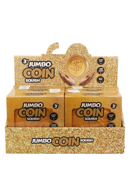 JUMBO 5.75 Inch Golden Coin Fluffy Slime Filled TPR Squishy