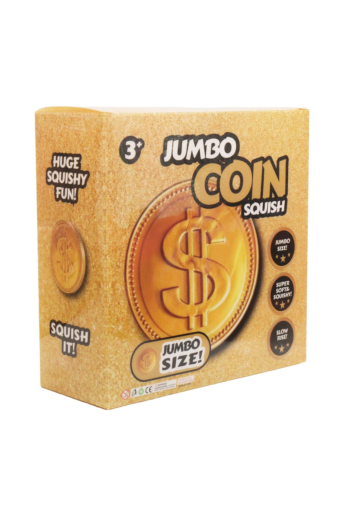 JUMBO 5.75 Inch Golden Coin Fluffy Slime Filled TPR Squishy