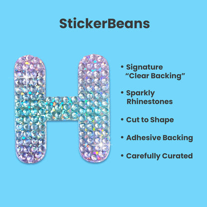 Letter H 2" Rhinestone Sticker