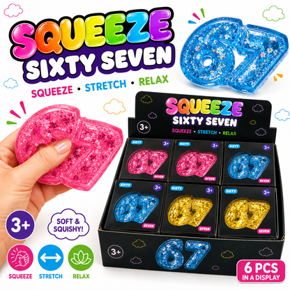 Squeeze Six Seven Glitter Maltose Squeeze Toy - 67 Squishy