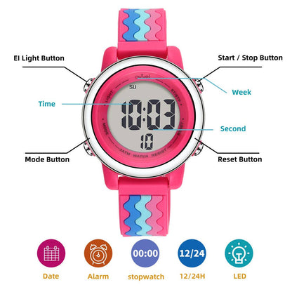Girls Digital Sports Watch with many features - Pinky Ripple