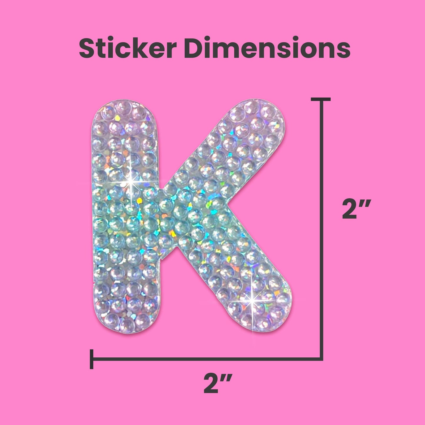 Letter K 2" Rhinestone Sticker