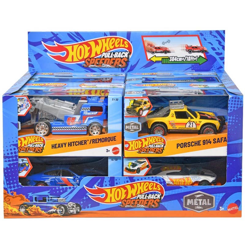Mattel DP Hot Wheels Pull-Backs ASST CDU