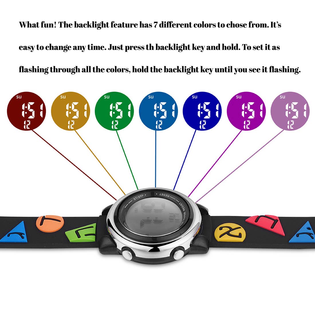 Boy's Digital Sports Watch with many features - Aleph Beis