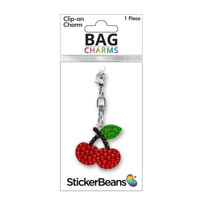 Cherries Rhinestone Bag Charm with Clip