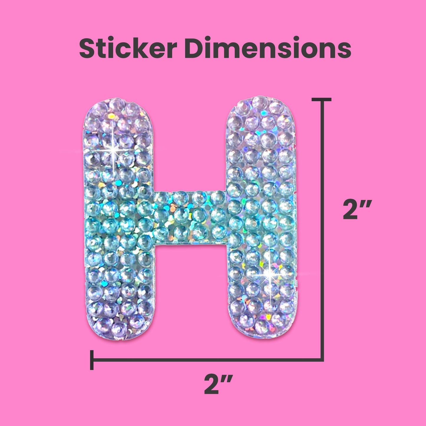 Letter H 2" Rhinestone Sticker