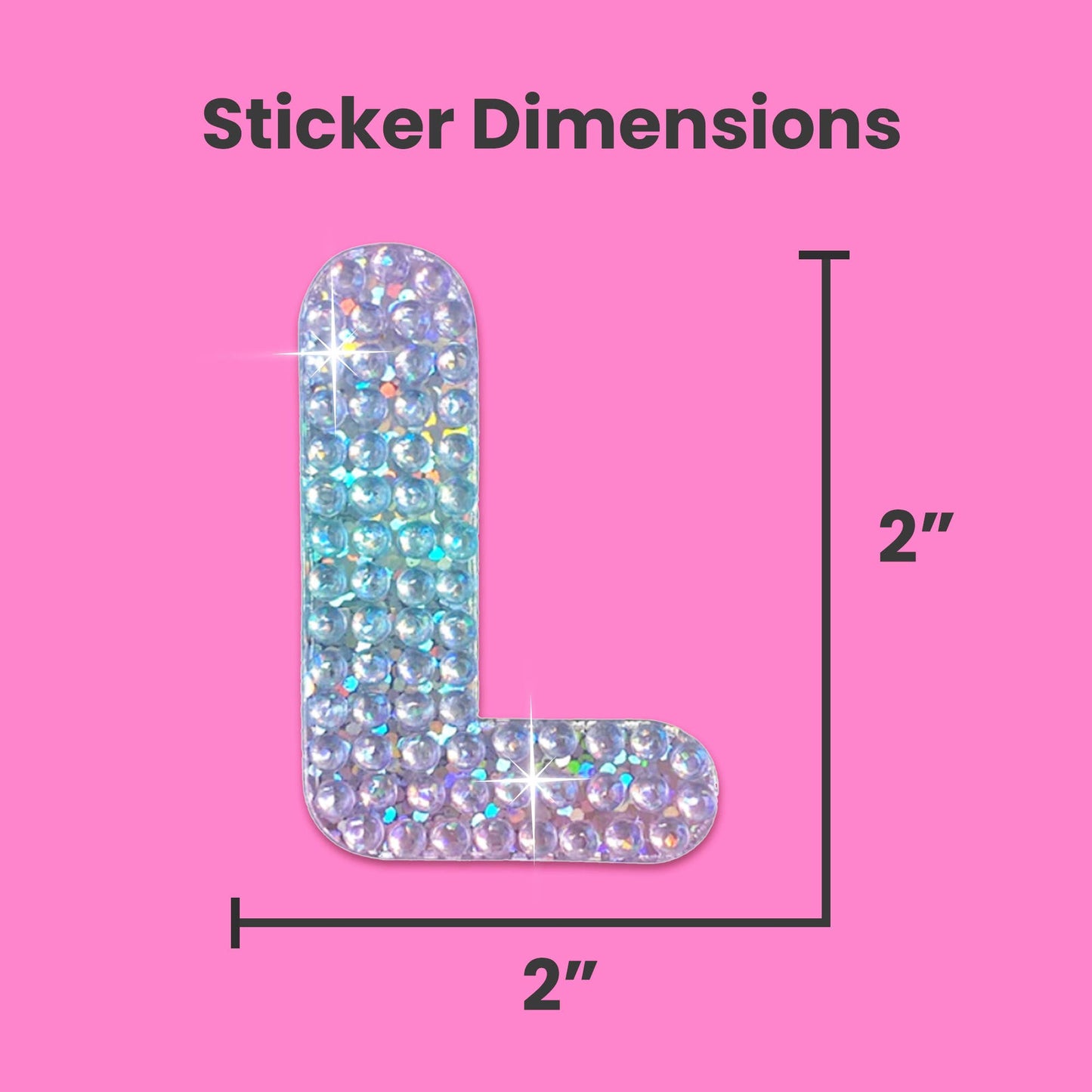 Letter L 2" Rhinestone Sticker