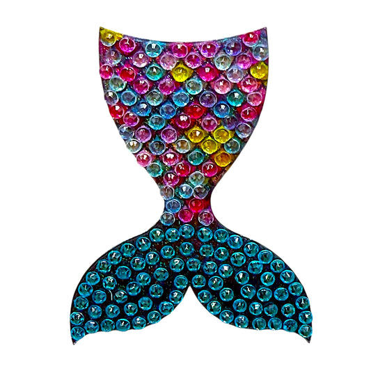 Mermaid Tail Rhinestone Sticker 2" Cut to Shape