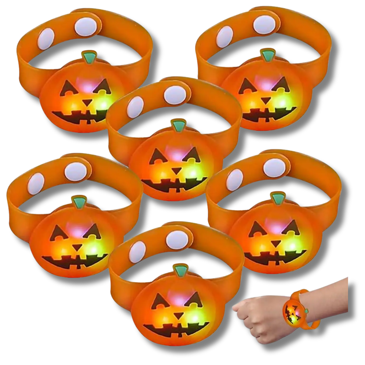 Halloween Pumpkin Light & Glow Up Kid Snap Bracelet