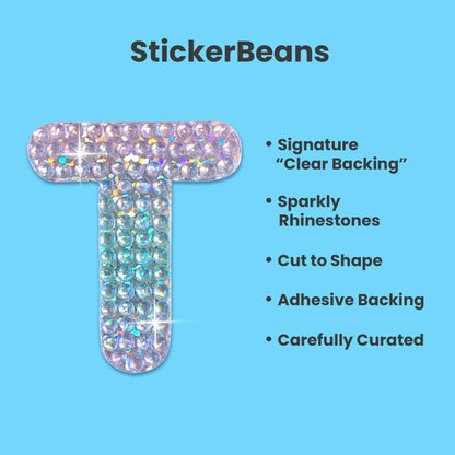 Letter T 2" Rhinestone Sticker
