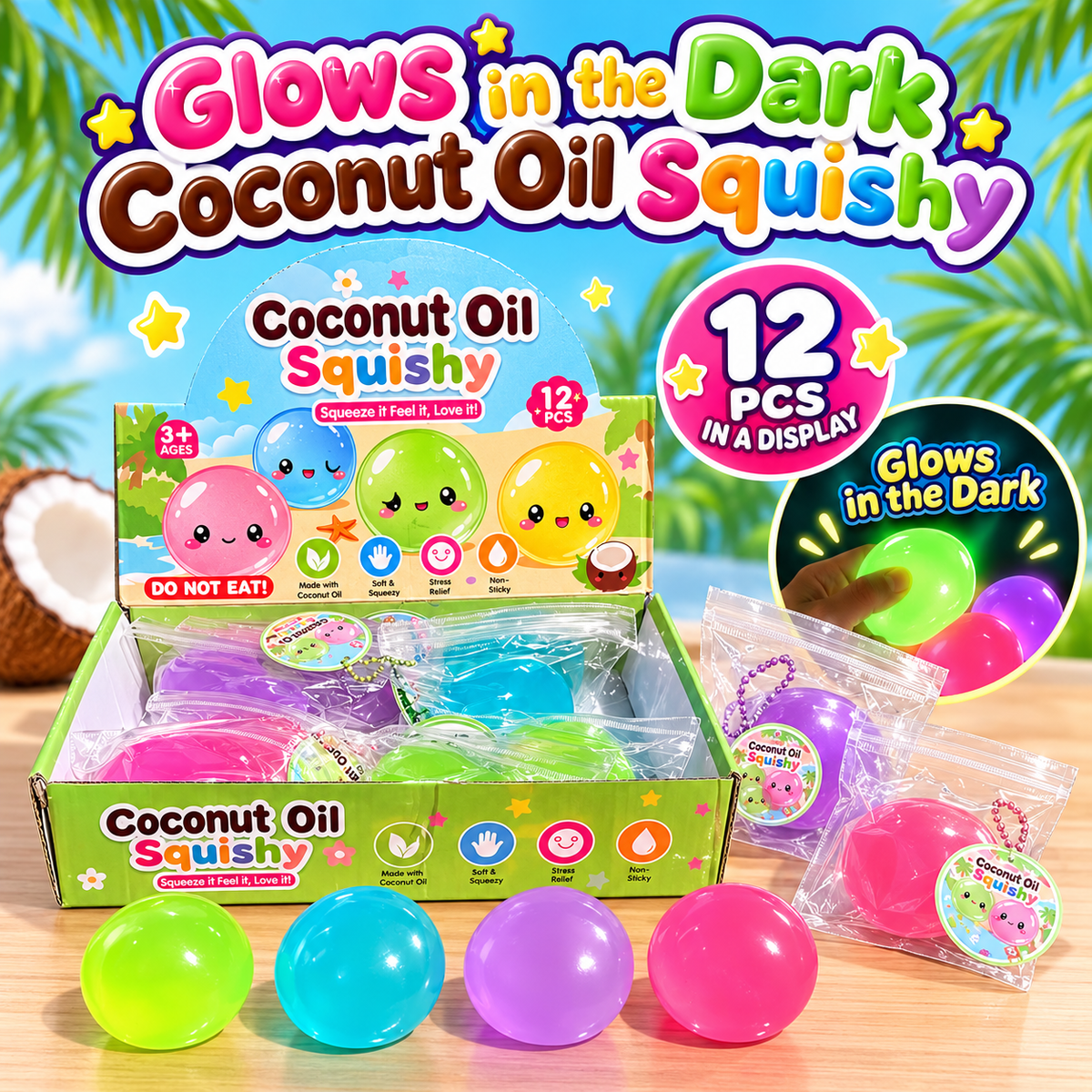 Glow in the Dark Coconut Oil Ball Squishy