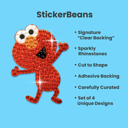 Sesame Street Elmo & Friends Set of 4 2" Rhinestone Stickers