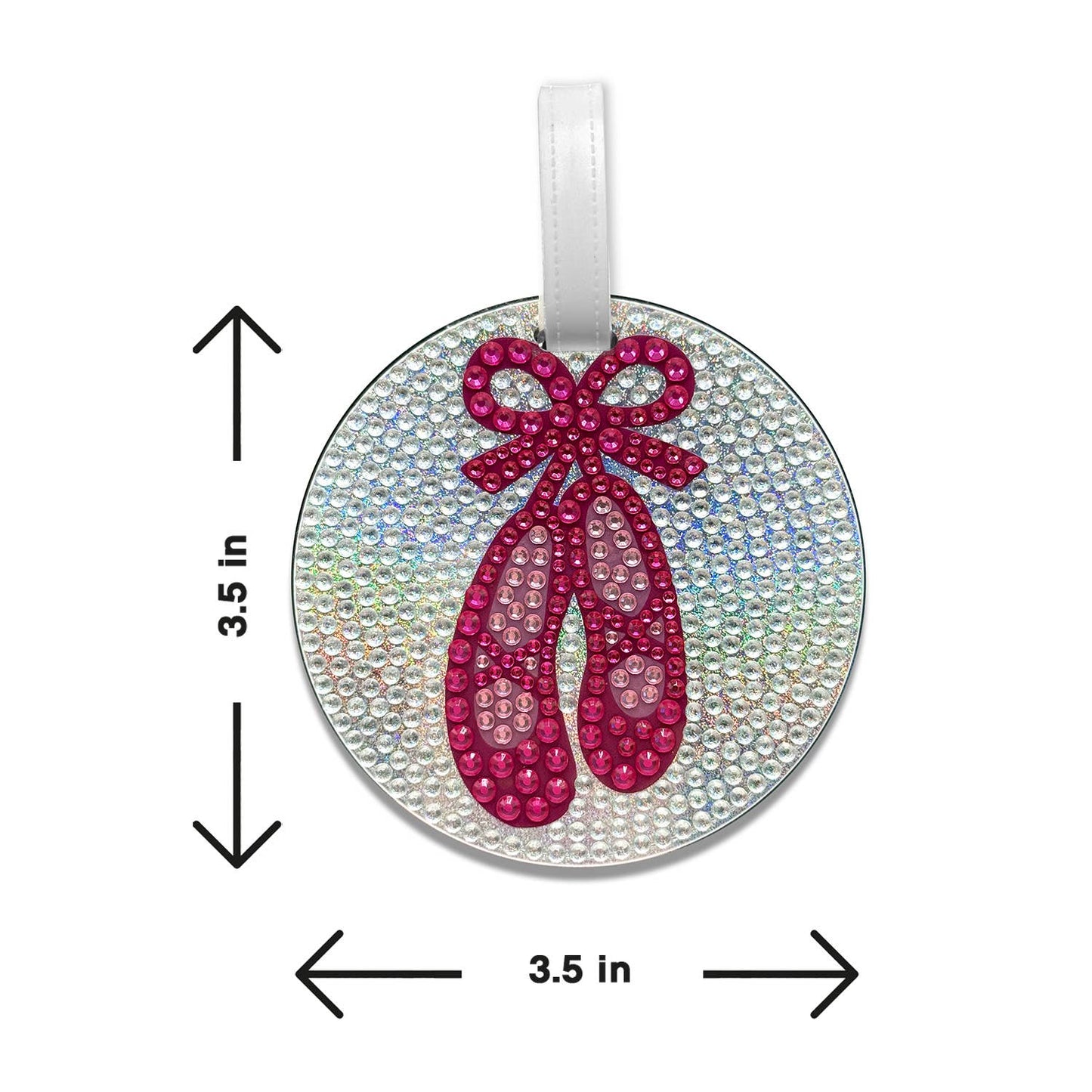 Ballet Slippers Rhinestone Bag Tag 3.5" Dual-Sided