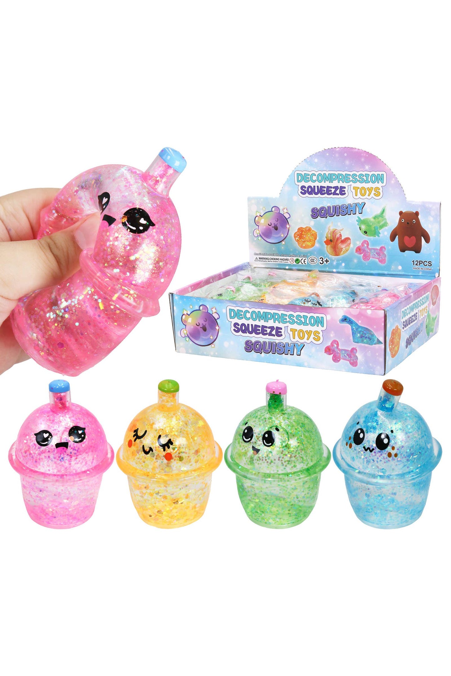 Cute Boba Glittery Maltose Thick Putty Filled Squishy