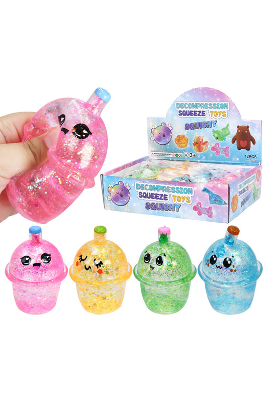 Cute Boba Glittery Maltose Thick Putty Filled Squishy