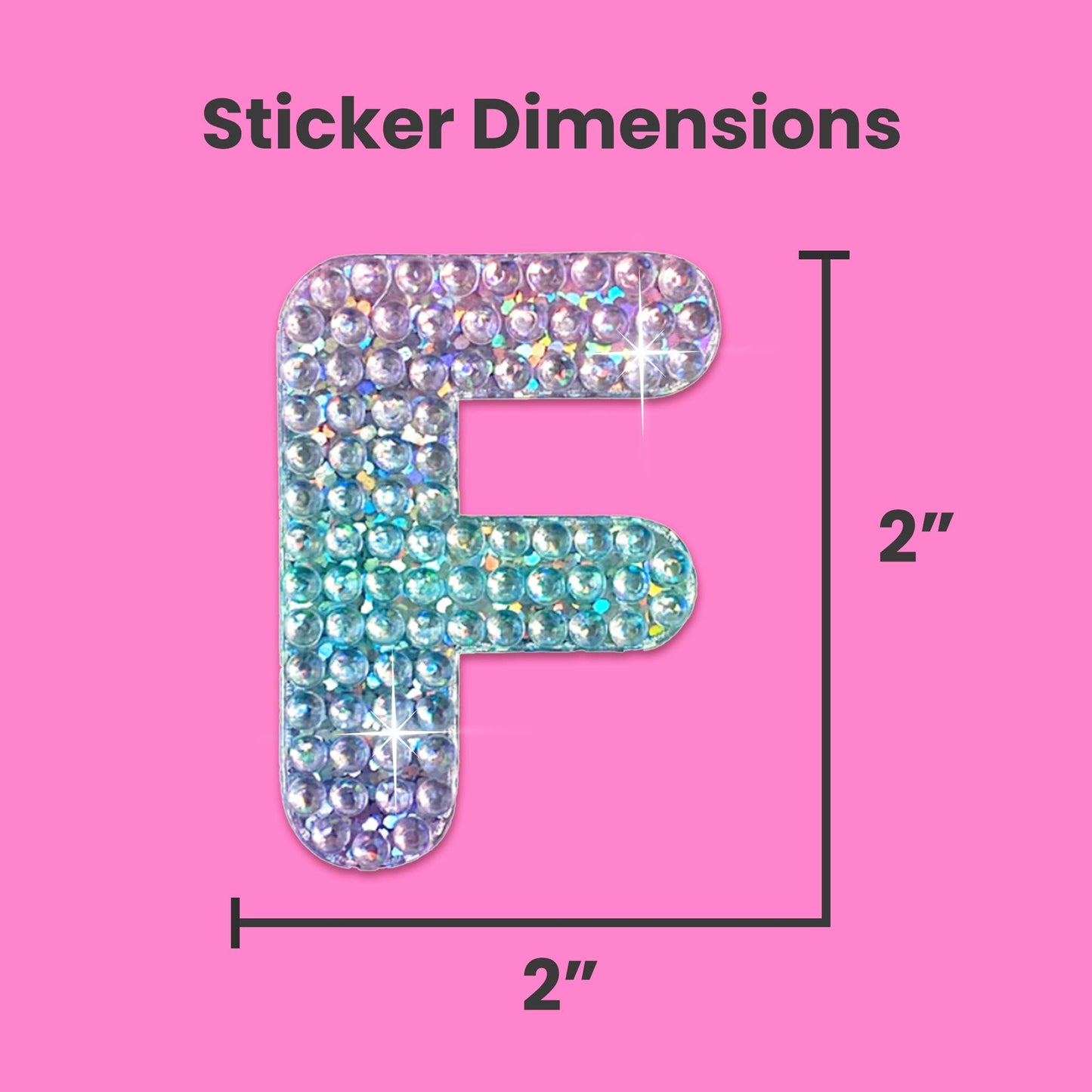 Letter F 2" Rhinestone Sticker