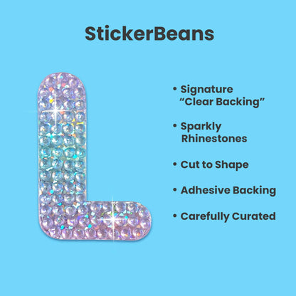 Letter L 2" Rhinestone Sticker