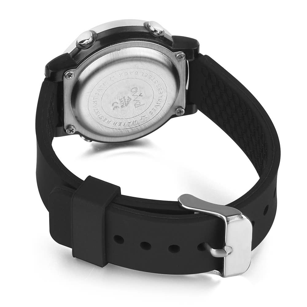 Boy's Digital Sports Watch with many features - Solid Black