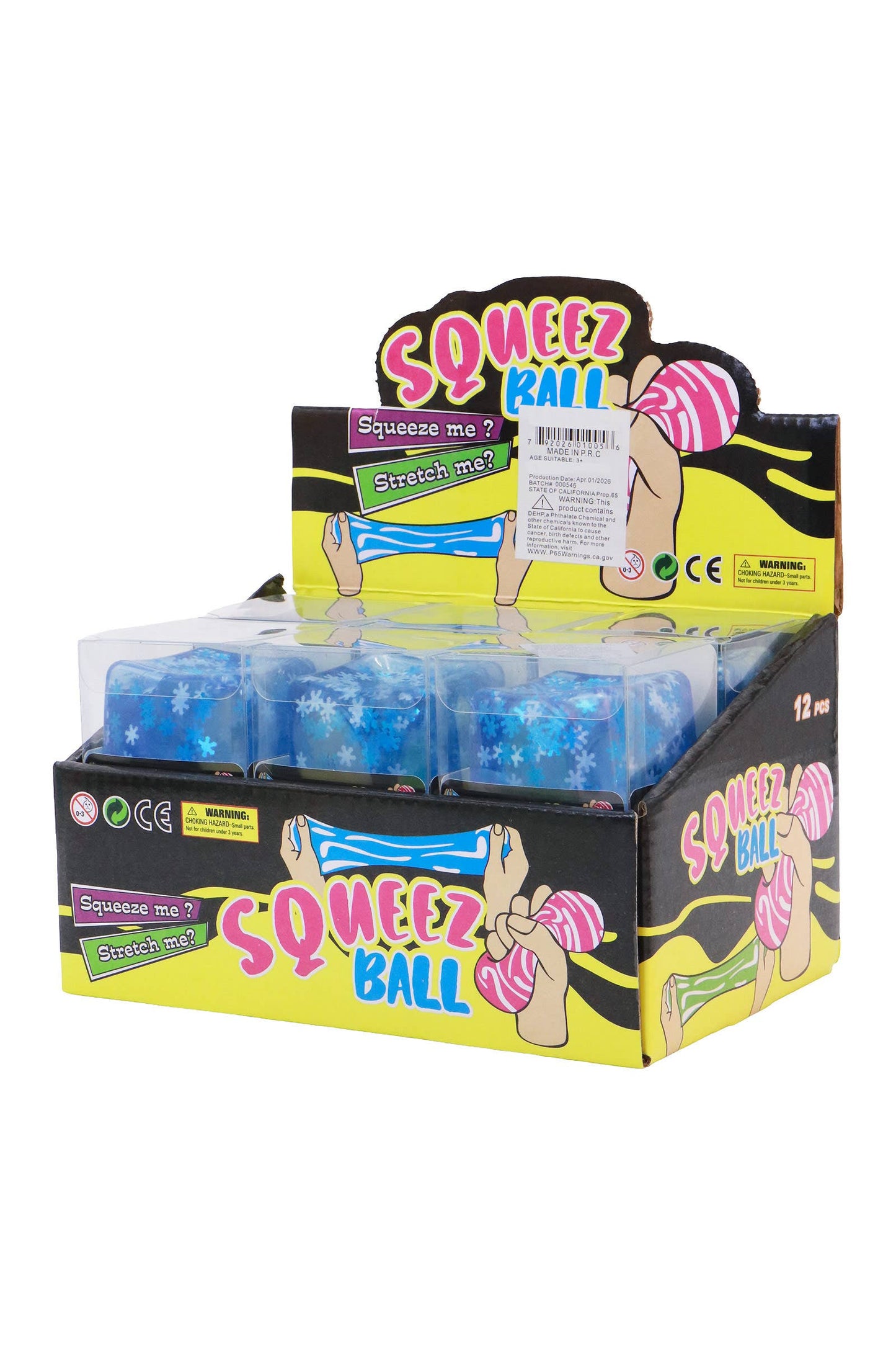 Blue Snowflake Glitter Cube Putty Filled Squishy - 12 Pcs