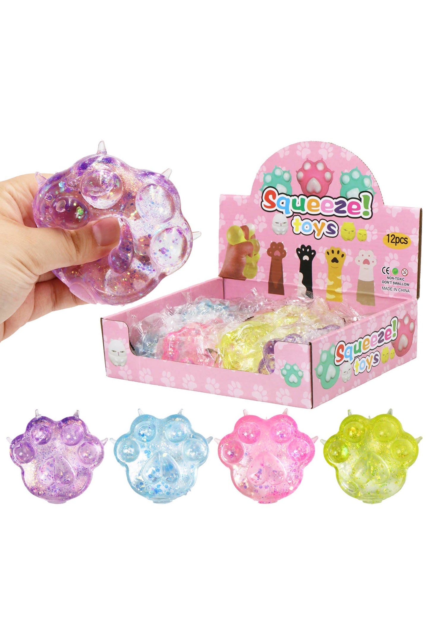Animal Paw Glitter Thick Maltose Putty Slime Filled Squishy