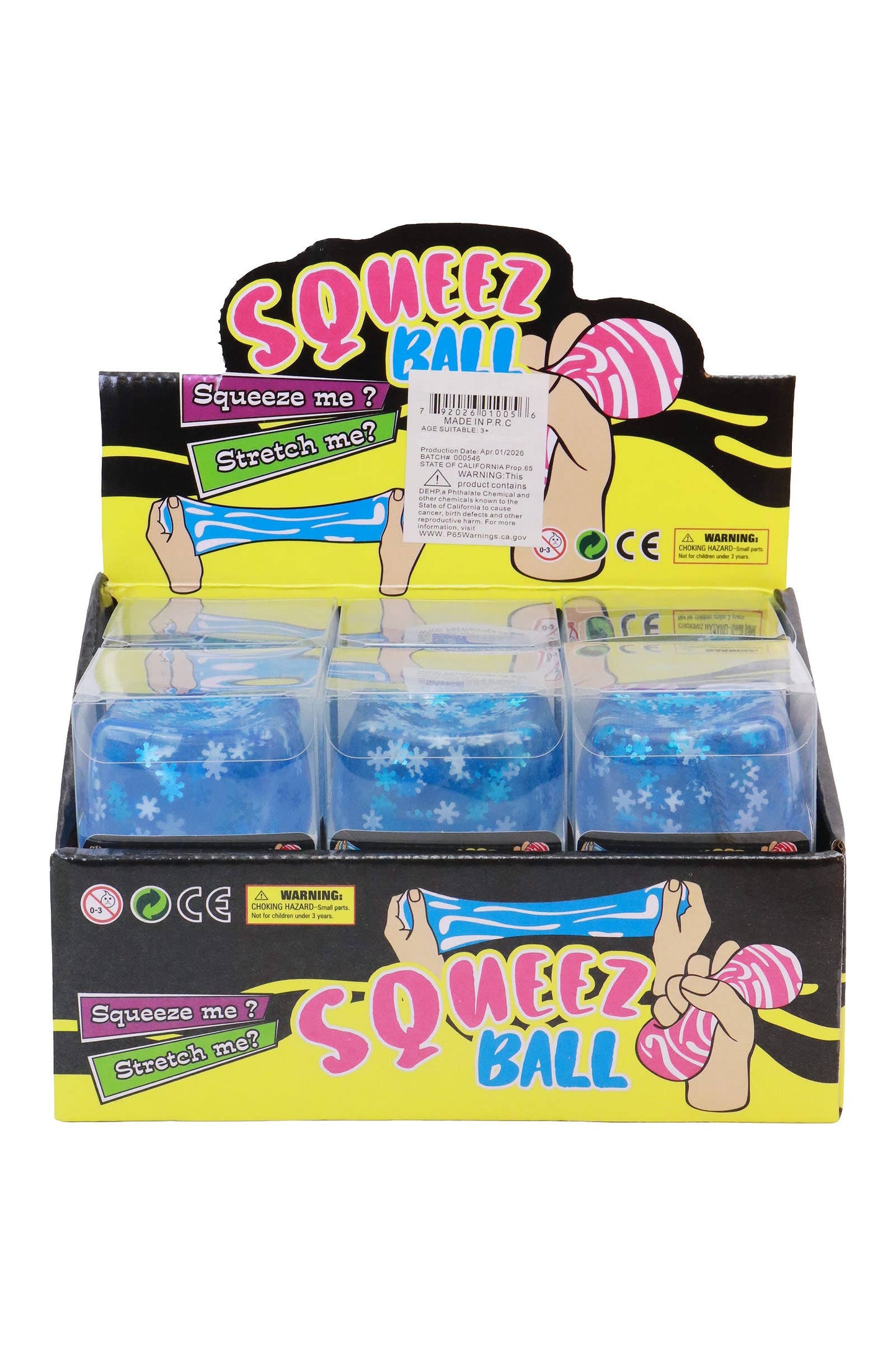 Blue Snowflake Glitter Cube Putty Filled Squishy - 12 Pcs