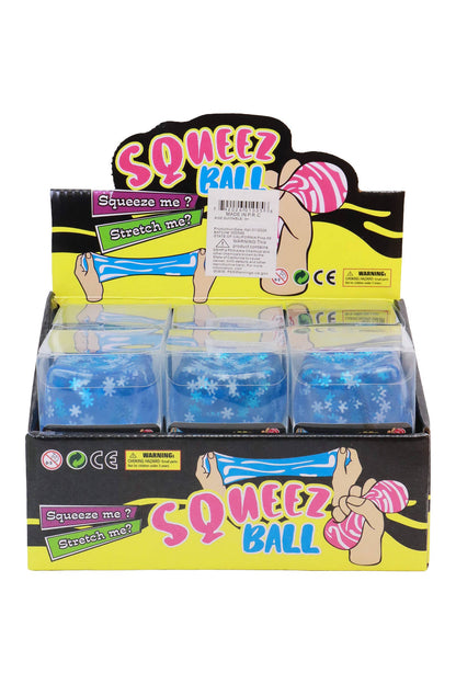Blue Snowflake Glitter Cube Putty Filled Squishy - 12 Pcs