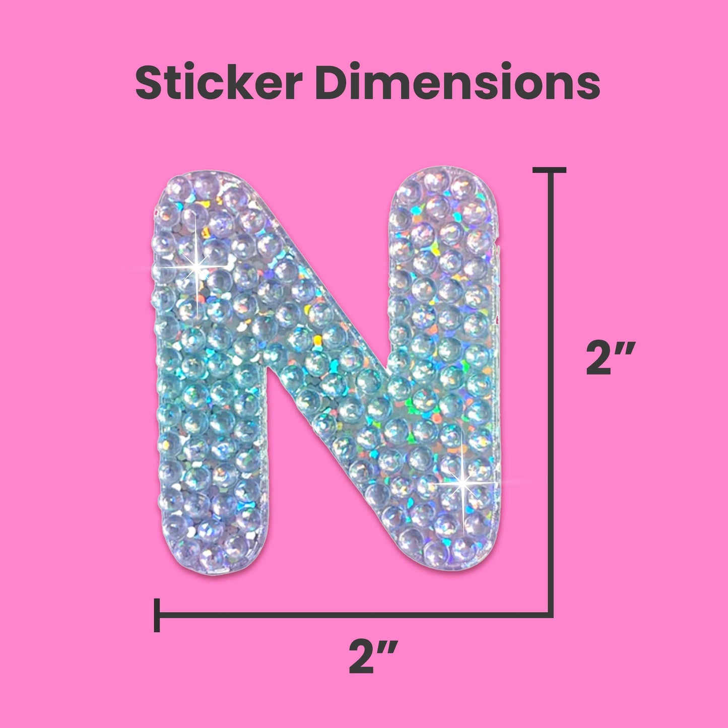 Letter N 2" Rhinestone Sticker