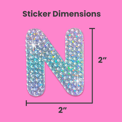 Letter N 2" Rhinestone Sticker